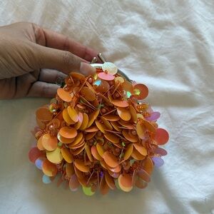 Orange Sequin Clutch